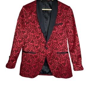 VERCINI Men's Velvet Floral Tuxedo Jacket Blazer Size 46